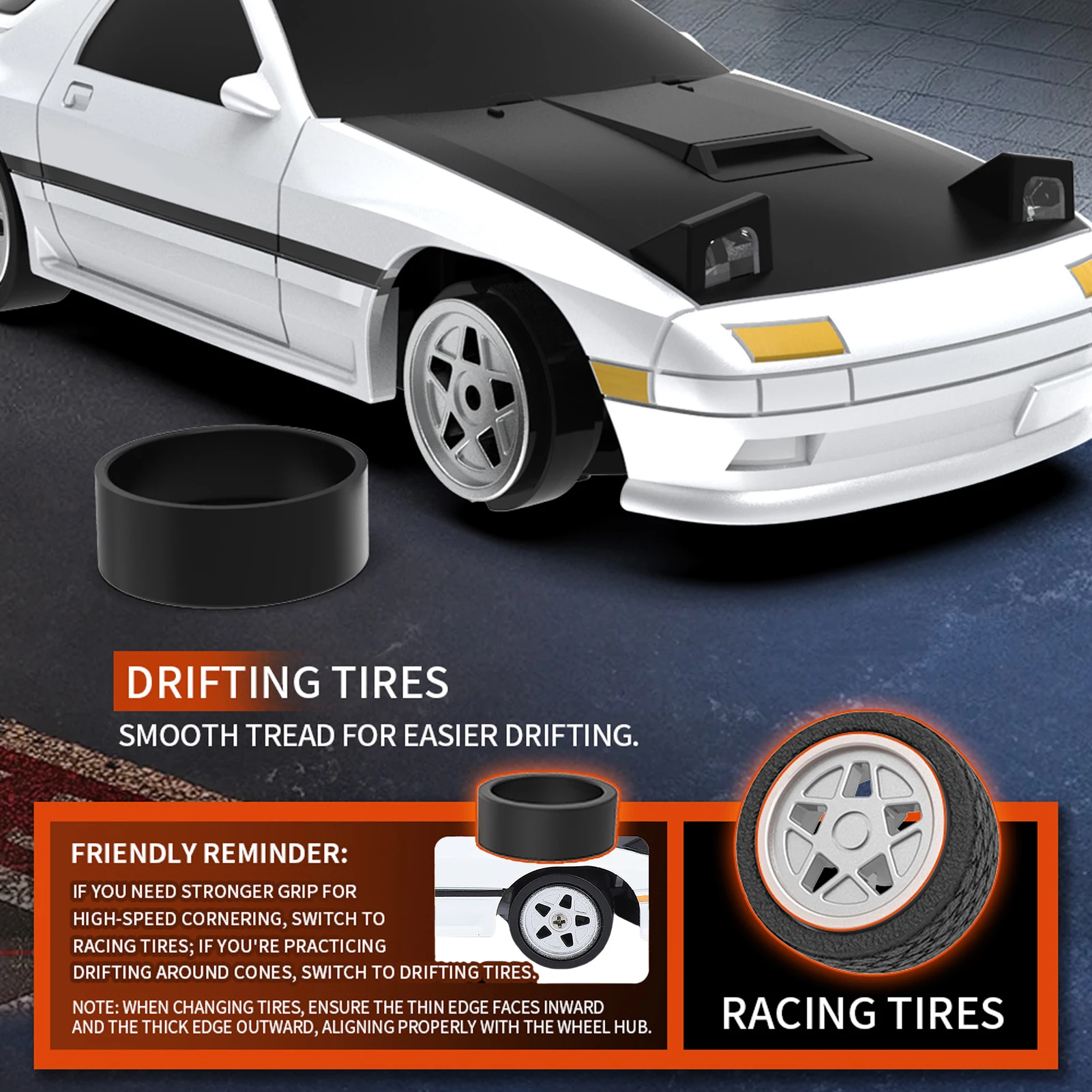 Mini RC Drift Auto 2.4G 4WD Afstandsbediening Raceauto Speelgoed met verwisselbare banden LED Verlichting voor binnen en buiten driften