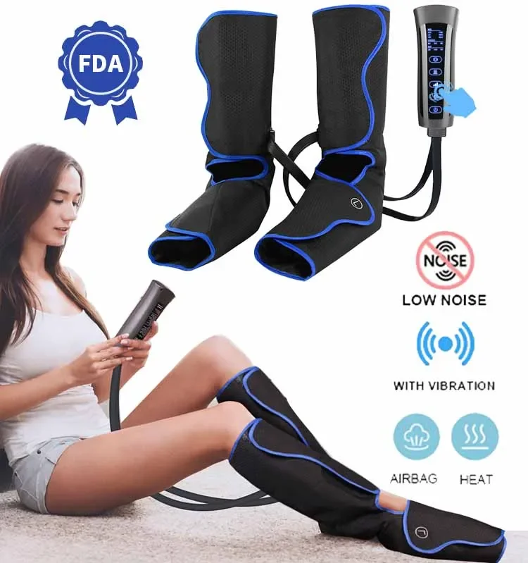 Oem Odm Lcd Screen 3 Intensity Levels And 6 Modes Full Leg Foot Air Compression Leg Massager Machine With Heat