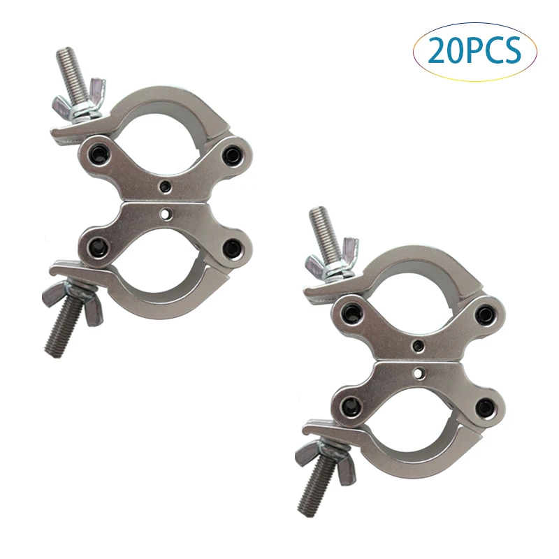 20Pack Dual Swivel Clamp Turn As Needed Two 360 Degree Clamps Lighting Truss Swivel Coupler Light Clamps Fit for 48-51mm Truss