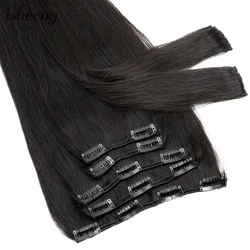 50G Clip In Human Hair Extensions Straight 12 inches Natural Machine Remy Clip Hair Pieces 7pcs/set Clip Hair For Short Hair