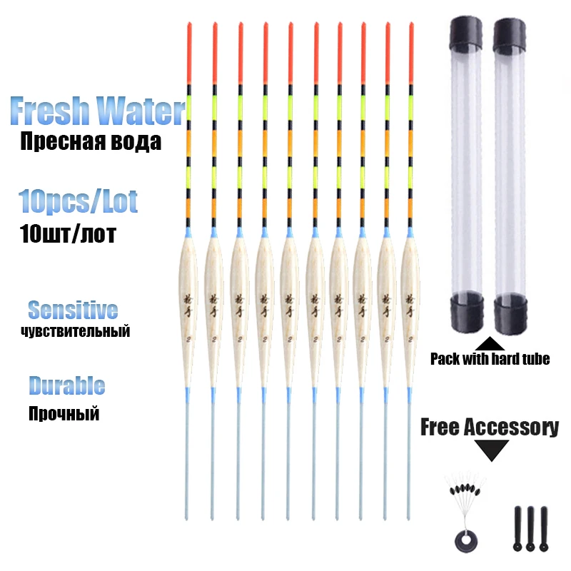 

WLPFISHING 10pcs/Lot Fishing Floats Balsa Shallow Water & Ice Groupers Floating Bobbers Fishing Accessories Tools Accessory