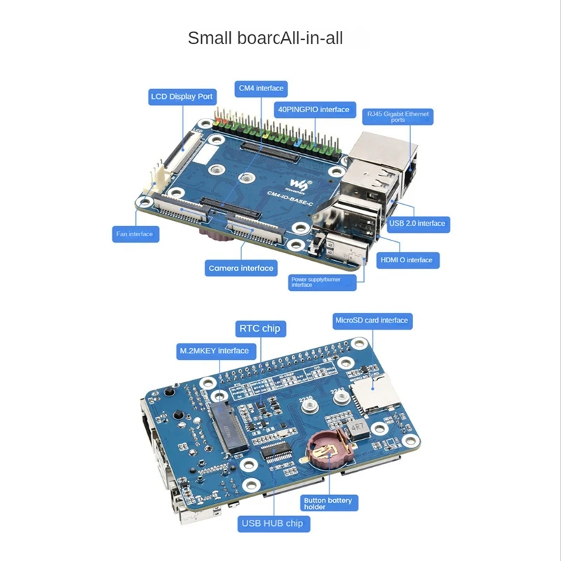 Imagem -02 - Waveshare-placa de Expansão para Raspberry pi Cm4 Cm4-io-base-c Compute Module Core Board Base Plate