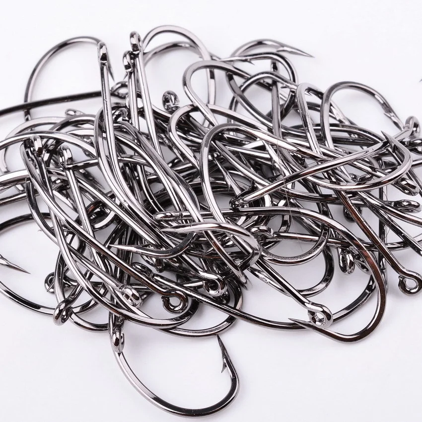 10/20/50 Box Long Shank Fishing Hook 10#-70# Fish Hooks High Carbon Steel Sharp Barbed Offset Narrow Bait Hook Fishhook