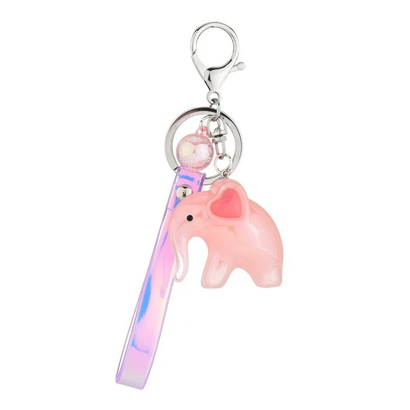 Colorful Resin Crystal Elephant Doll Keychains For Women Bag Pendant Couple Car Key Chains Jewelry Gift Decoration Accessories