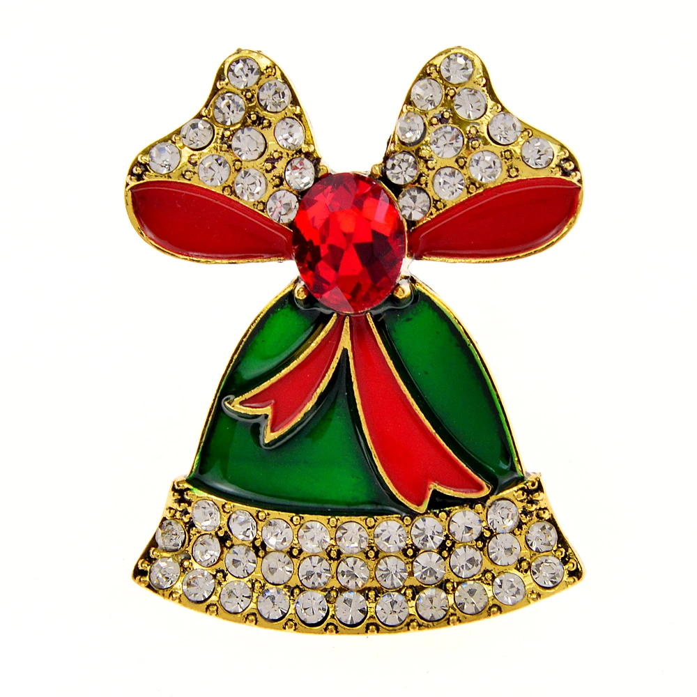 CINDY XIANG Rhinestone Christmas Bell Brooches For Women Eanmel Fashion Pin Festival Jewelry Home Decorations High Quality