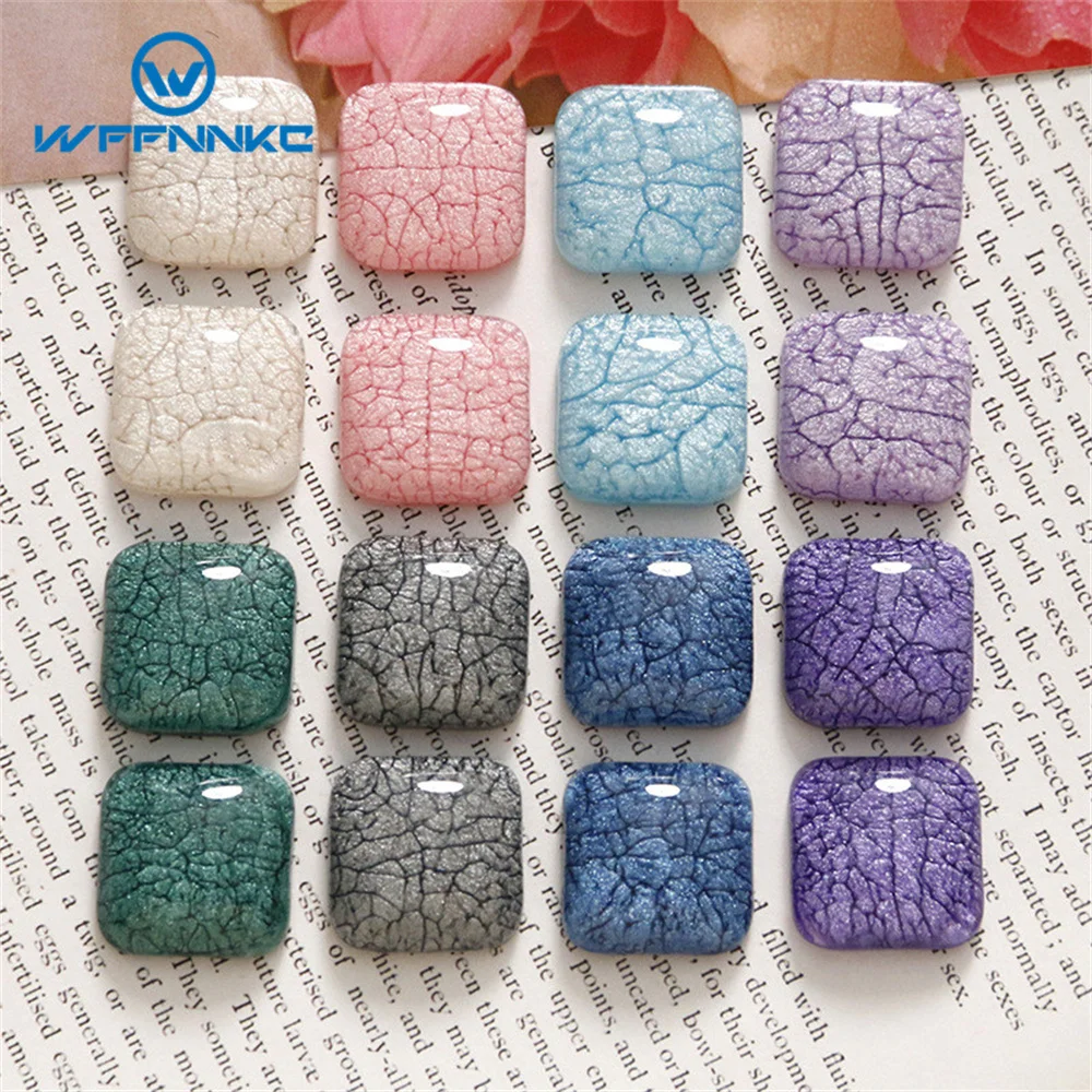 WFFNNKC 10-20Pcs Geometric Square Crack Resin Patch Earrings Jewelry Decoration Accessories DIY Garment Buttons Sewing Materials