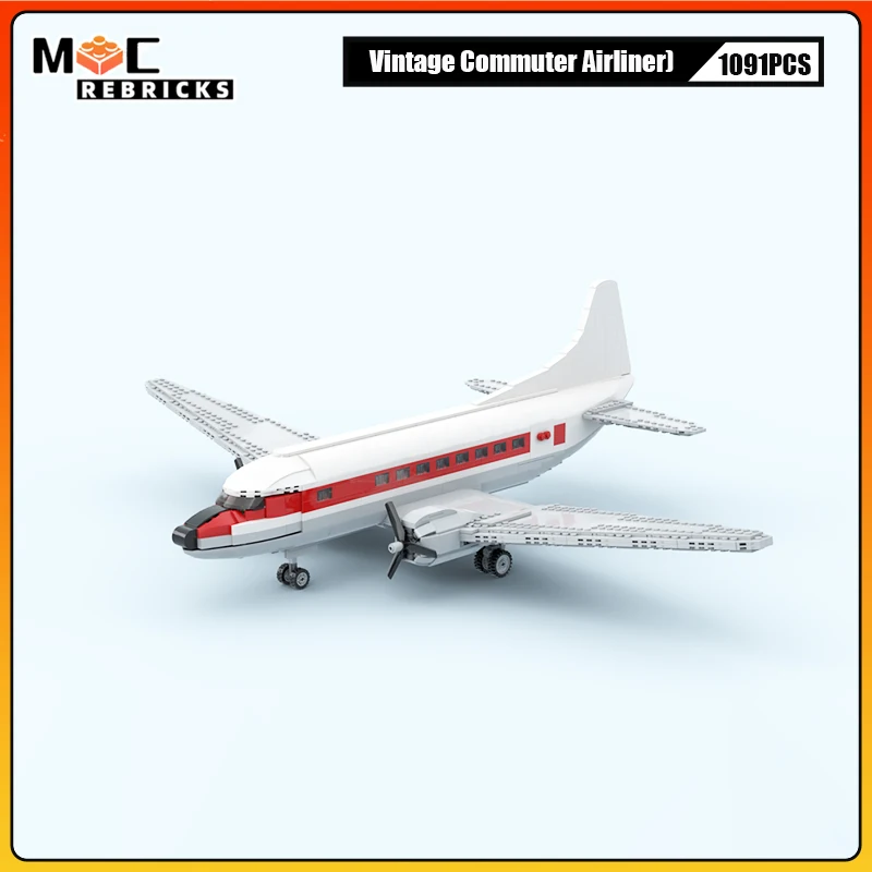 US Cargo Aircraft City Airport  Vintage Commuter Airliner Transport Building Blocks Model MOC Airliner Plane Assemble Bricks Toy