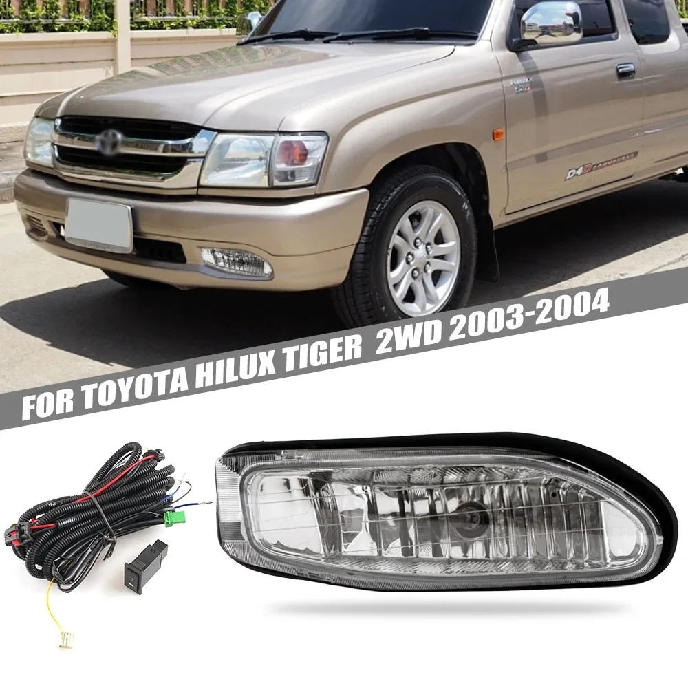 DLAA Front Bumper Fog Lamp Upgrade Kit FOR Toyota Hilux TIGER 2WD 2003 2004 Version Additional Foglight Set Switch + Wiring