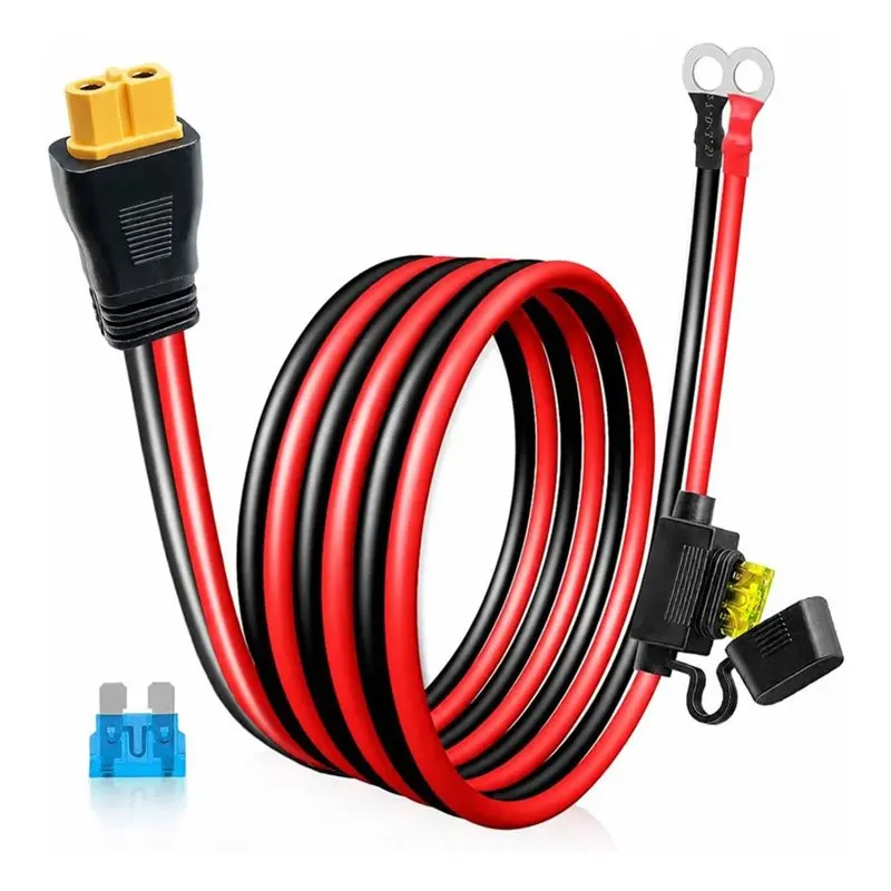 CHCH Xt60i To O Ring Terminal Cable, 10AWG Xt60i Connectors With Inline 15A/20A Fuse, Heavy Duty Pure Copper Female Design