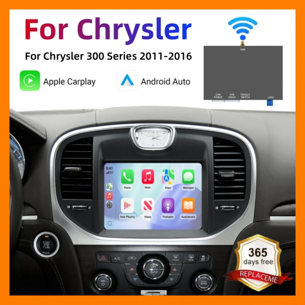 Kit de rétrofit sans fil CarPlay Android Auto, boîtier décodeur pour Chrysler 300 Series 2011 2012 2013 2014 2015 2016