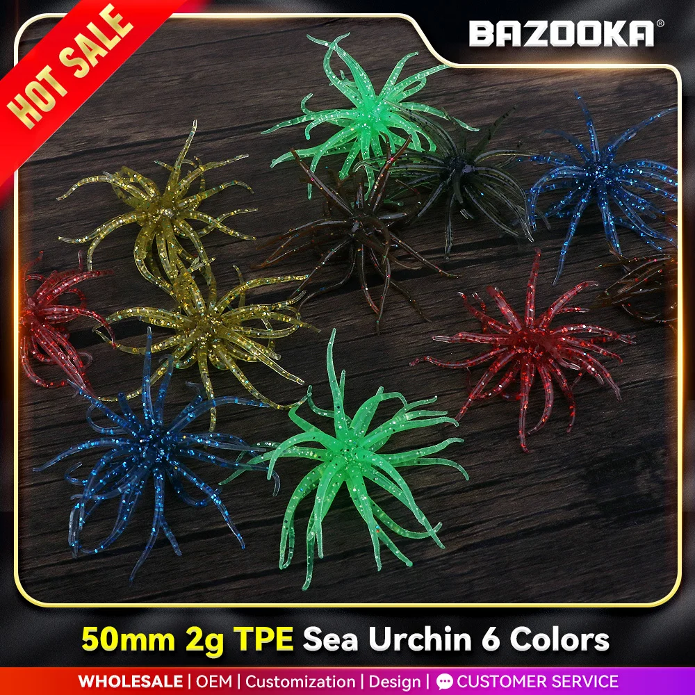 

Bazooka 2g TPE Fishing Lure Simulated Sea Urchin Lures Soft Silicone For Bream Pike Sea Bass Tilapia Gears Mandarin Winter Biats