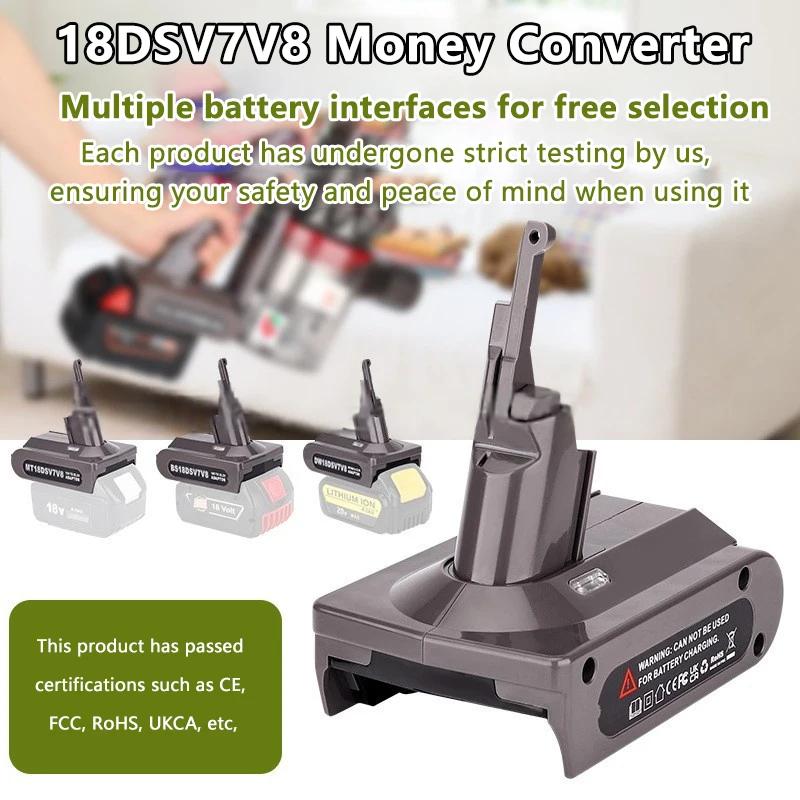 

1 Piece For Makita/Dewalt/ 18V Lithium Battery Converter To For V7 V8 Series Vacuum Cleaner Tool Adapter