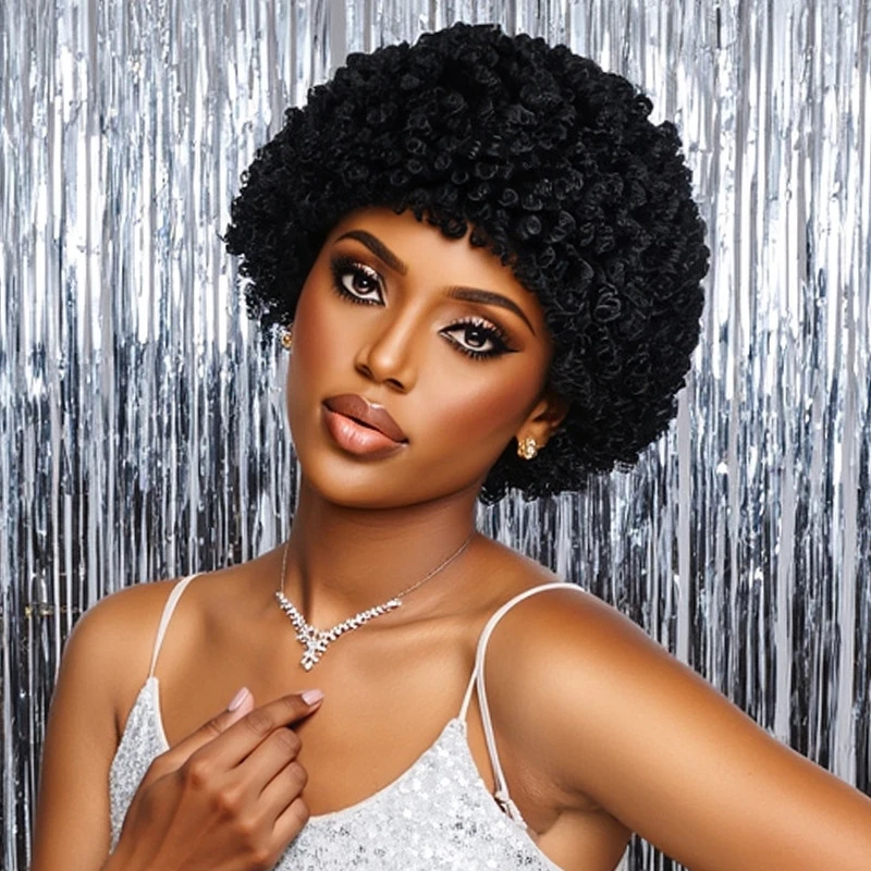 African synthetic fiber afro , short hair, dreadlock , spiral curly black man's wig