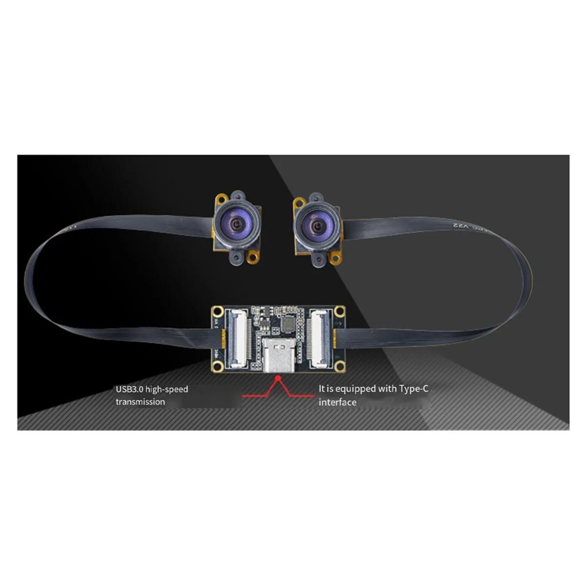 AB01 Бинокулярная камера USB 3.0 1MP HD с глобальным затвором Высокоскоростная черно-белая двойная камера 100-градусная линза для 3D-реконструкции