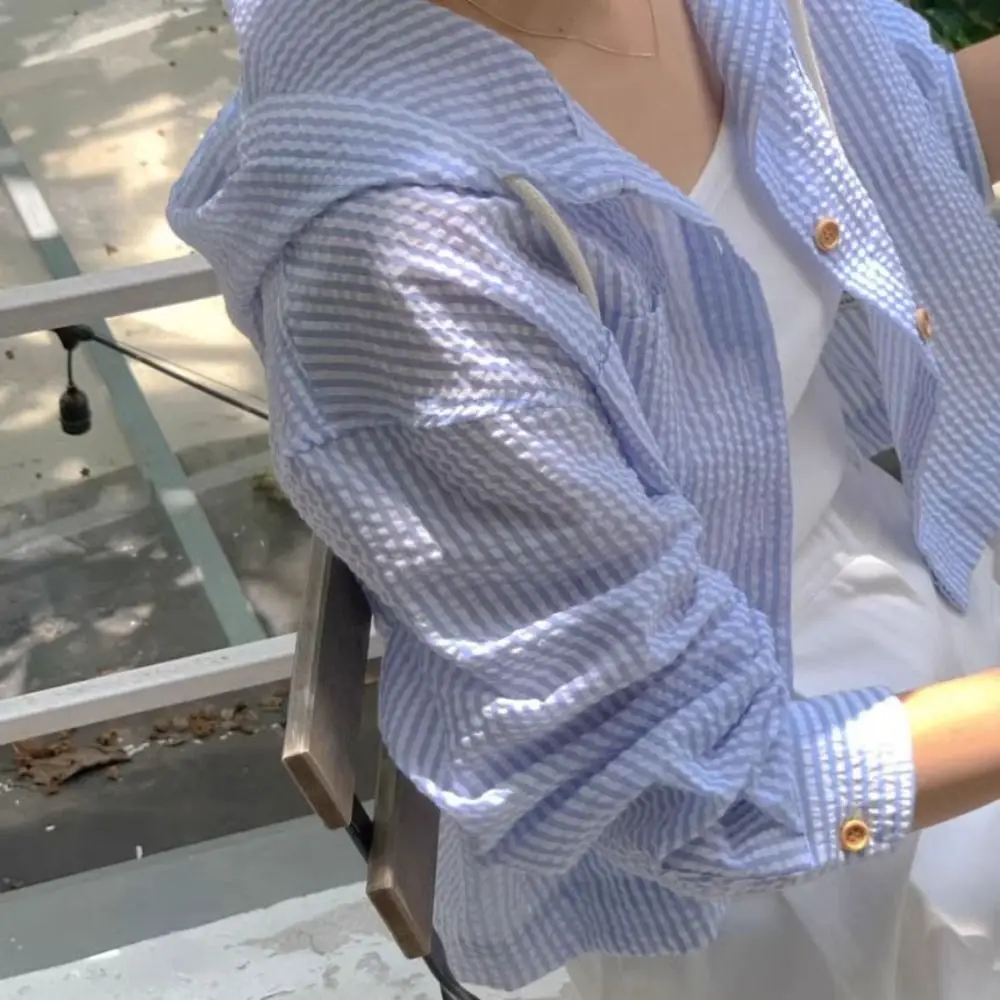 قميص بقلنسوة مخطط برباط على الطراز الكوري، قميص فضفاض بأكمام طويلة، بلوزات أنيقة بغطاء للرأس للنساء للربيع