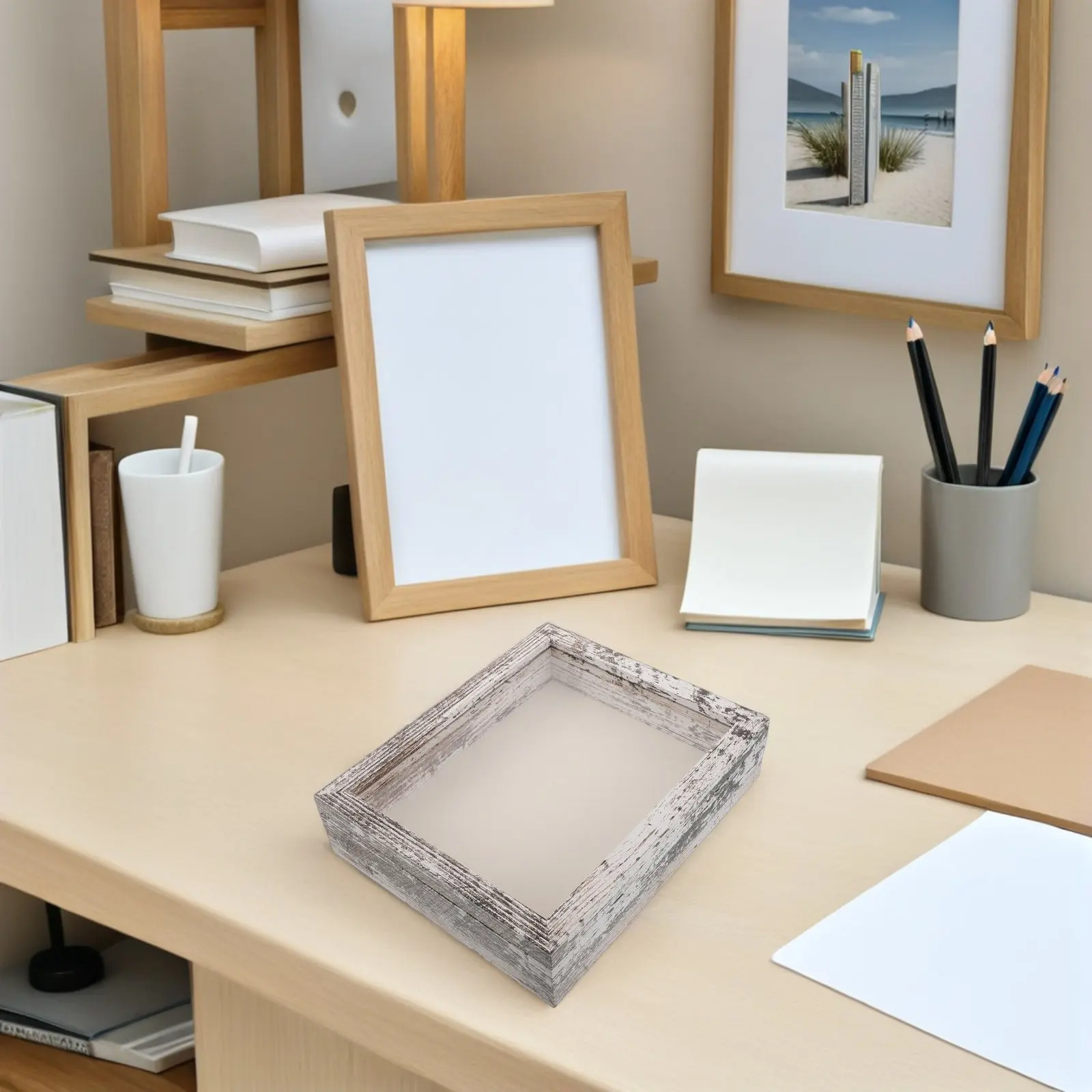 Shadow Box Frame Linen Back 8x10 Rustic Wood Display Case Photo Memory Art Awards Diploma Graduation Certificate