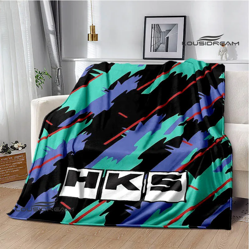 HKS Racing car logo printed blanket Picnic blankets warm blanket soft and comfortable blanket home travel blanket birthday gift