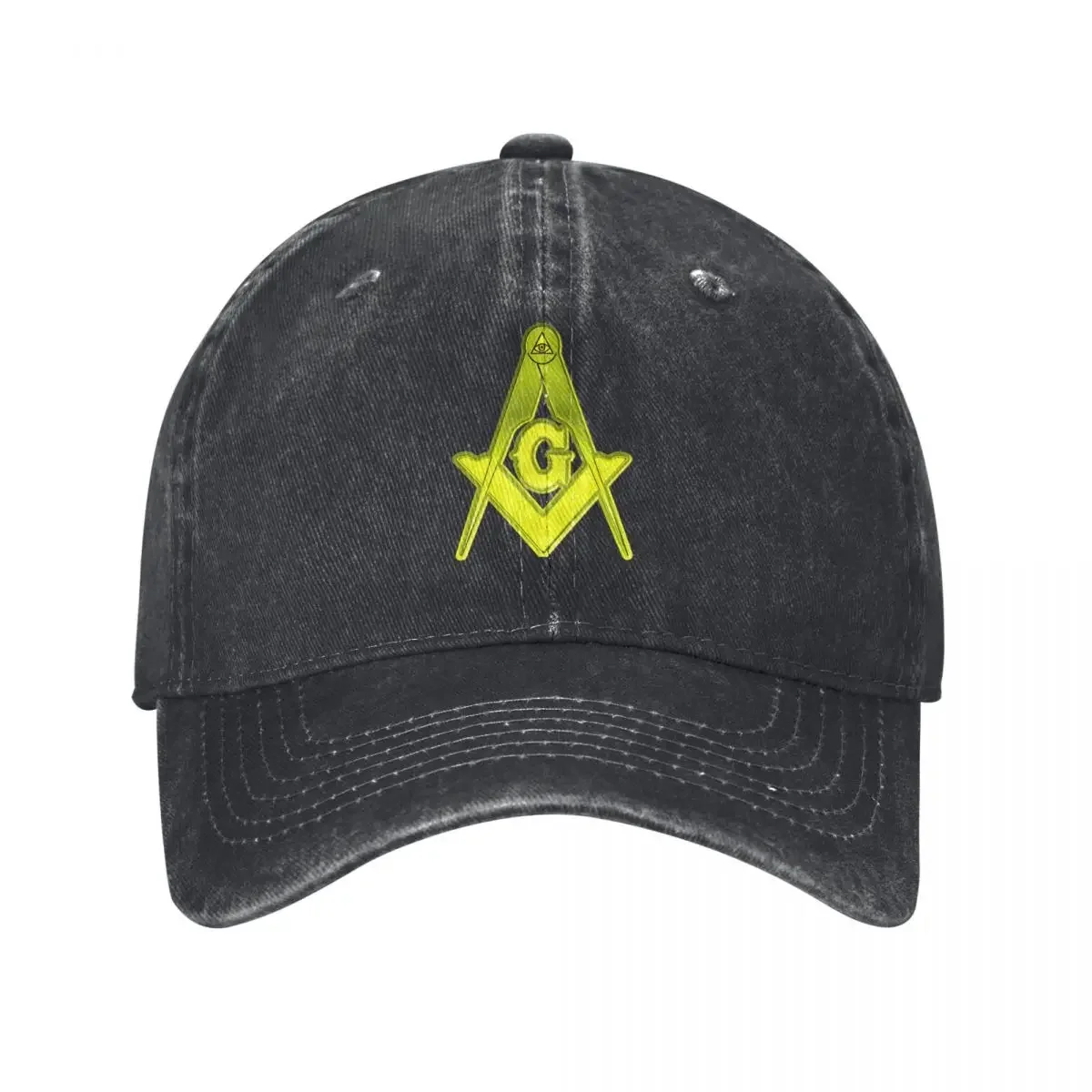 Freemasonry Lime Green Freemason Compass Baseball Caps Distressed Washed Snapback Hat Running Golf Adjustable Fit Hats Cap