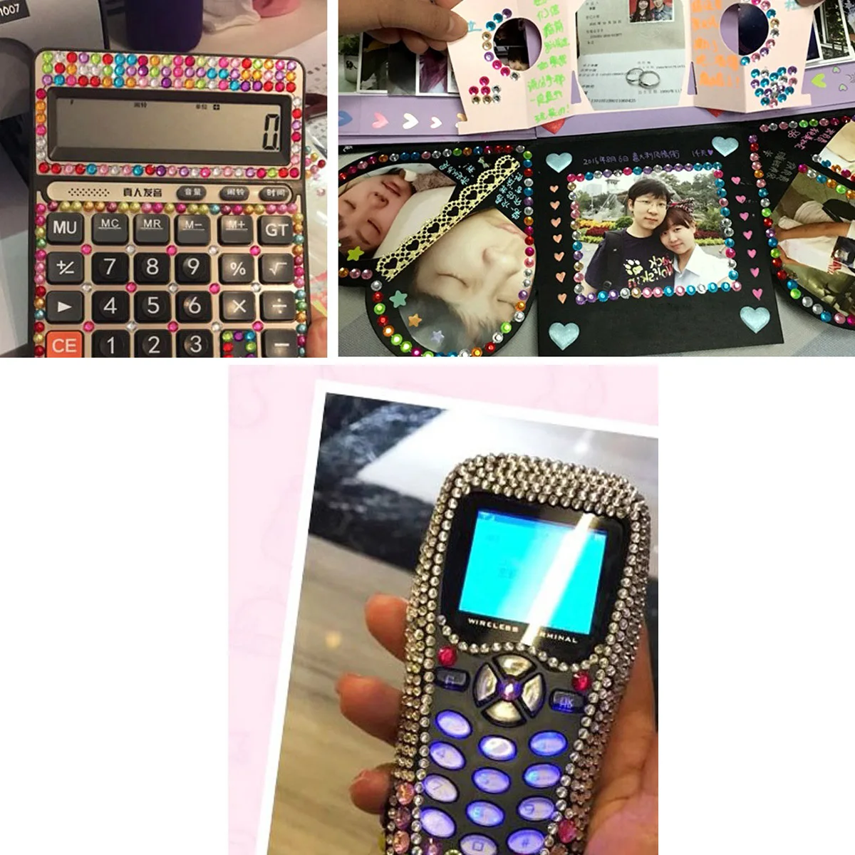 

2 Sheets Acrylic Diamond Stickers DIY Multi-Purpose Decorative Crystal Beads for Crafts Calendars Scrapbooking Diamond