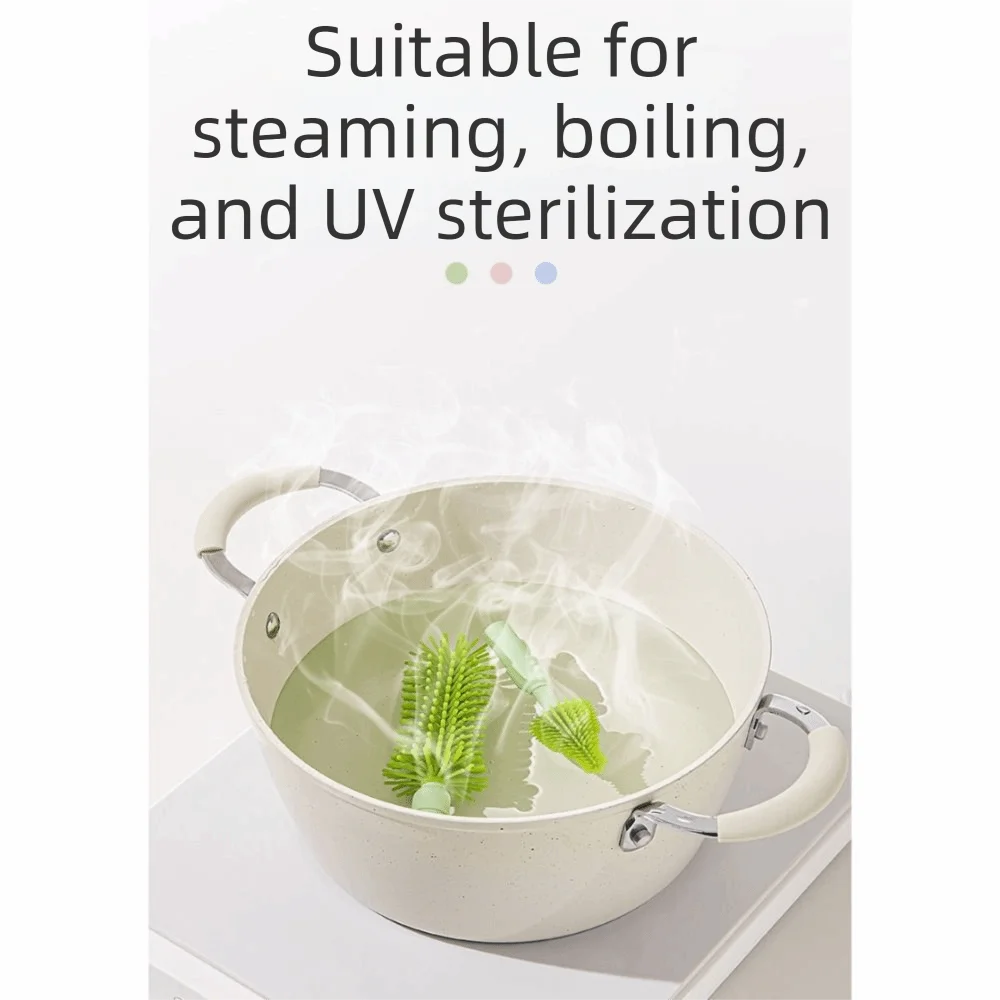 

6-in-1 Baby Bottle Brush Set Space Saving Built-in Drain Rack Nipple Straw Cleaning Brush Portable Drying Rack