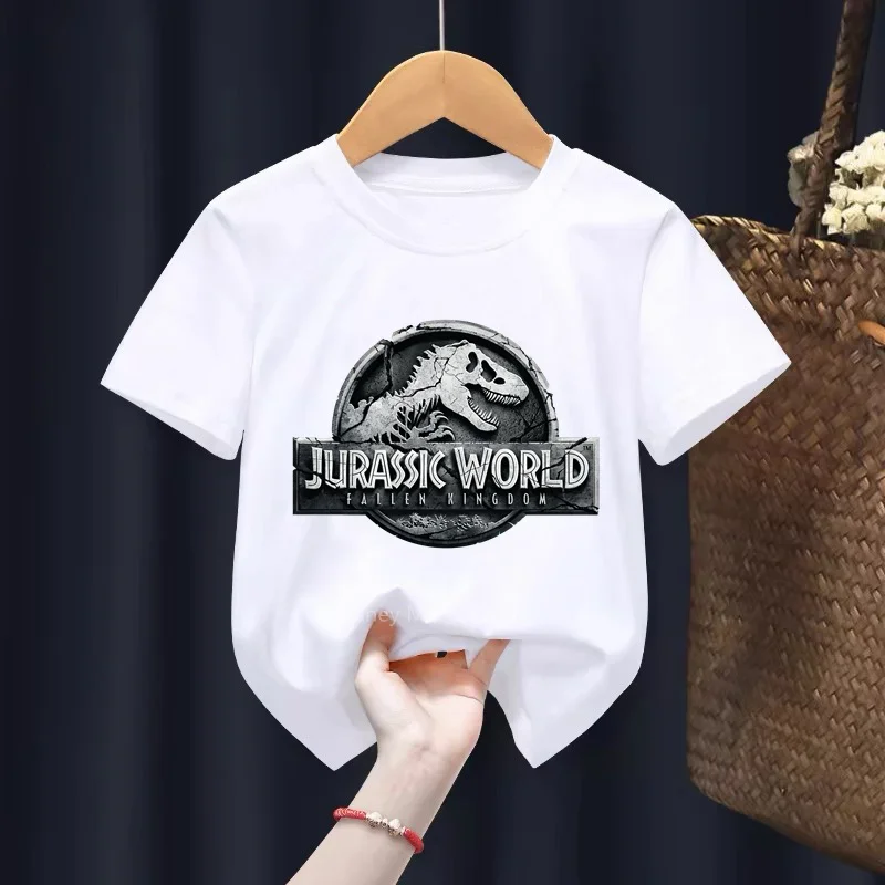 Camisetas con estampado de Parque Jurásico para niños y niñas, playera de dinosaurios de Mundo Jurásico, ropa de moda de gran tamaño, Tops de verano