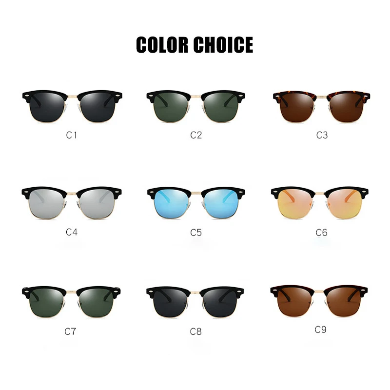 Polarized Sunglasses for Men and Women Semi-Rimless Frame Driving Sun glasses UV Blocking