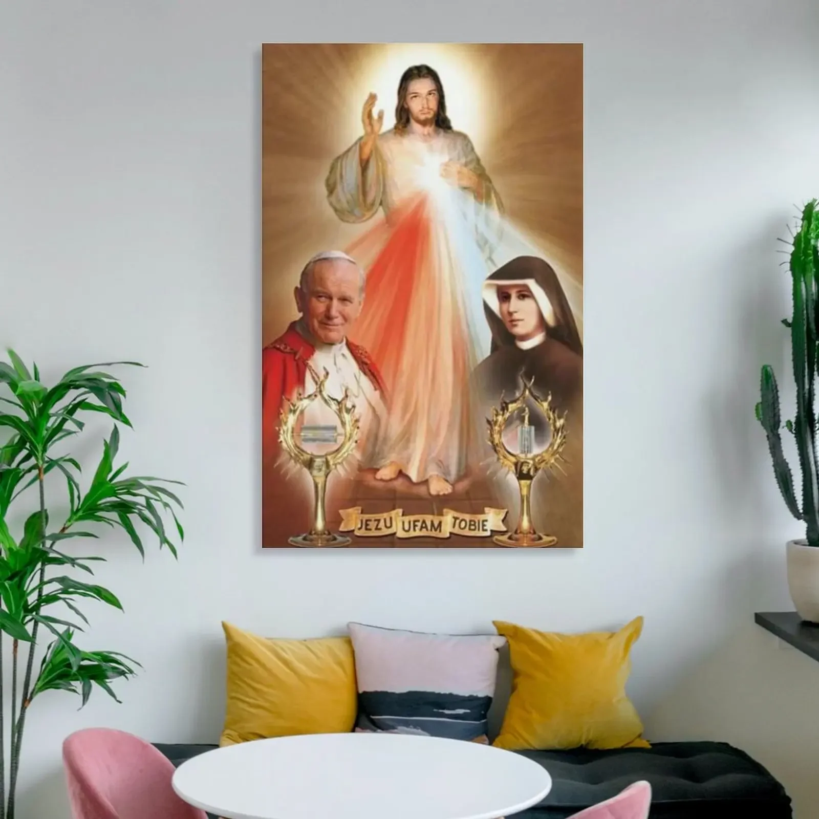 Jesus I trust in You, Divine Mercy, Saint Faustina, JP2 Canvas Painting poster aesthetic canvas wall decoration