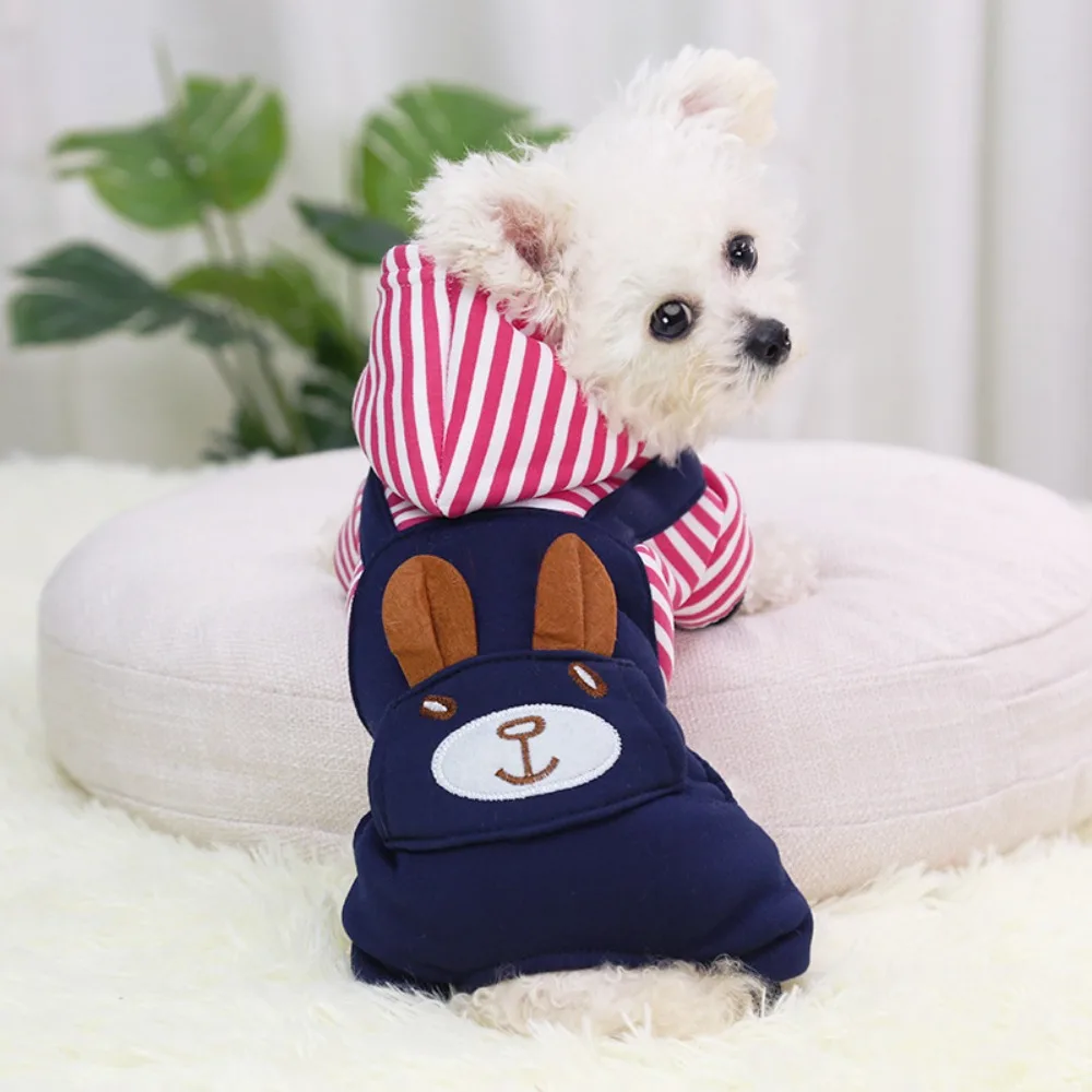 

Casual Cartoon Bear Printed Puppy Cat Clothing Warm Thickened Dog Pullover Hoodie Jumpsuit Soft Pet Clothes Chihuahua
