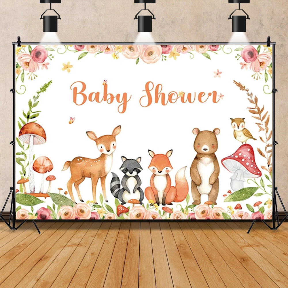 Cute Little Animals In The Forest Banner Backdrop Custom Children Room Birthday Photography Poster Decoration Studio Background