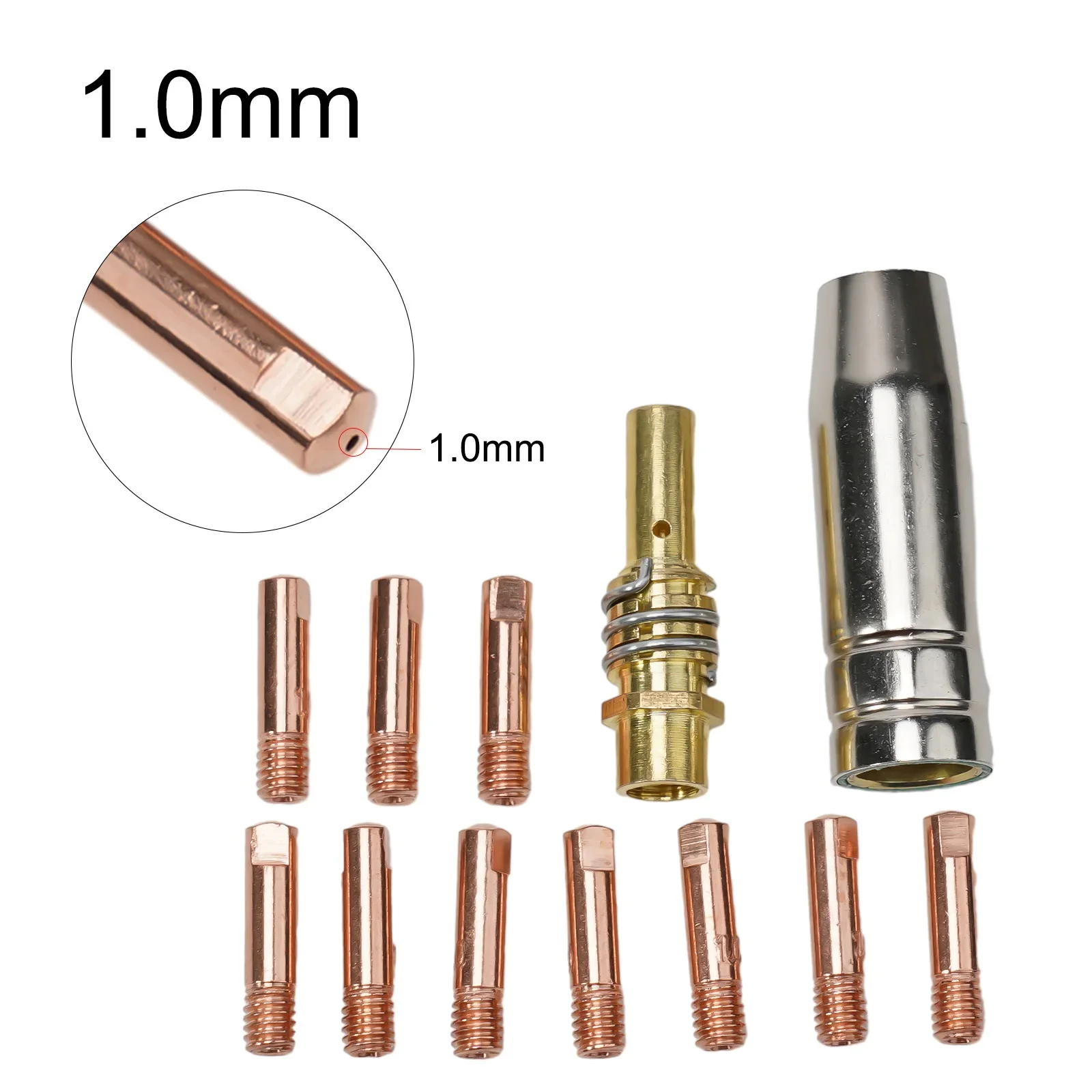 16/10/5 Stück MB15-15AK MIG-Schweißkontaktspitze 0,6 mm 0,8 mm 0,9 mm 1,0 mm 1,2 mm Schutzdüse für Rilon Riland Jasic-Schweißen