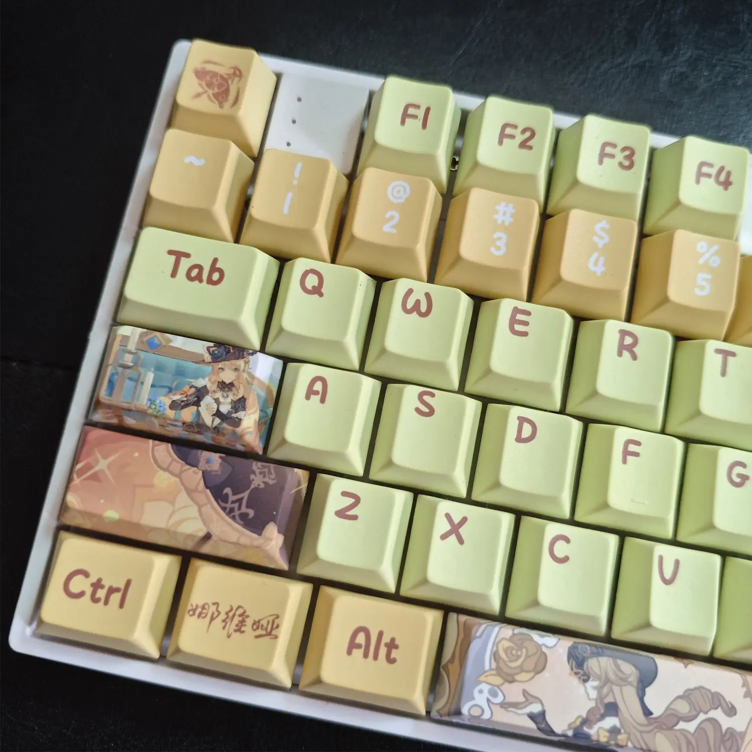 128 Keys Genshin Navia Keycaps Anime PBT Keycap Dye-Sub Backlit Keycaps Cartoon Key Caps for ANSI 61 68 87 104 108 Keyboard