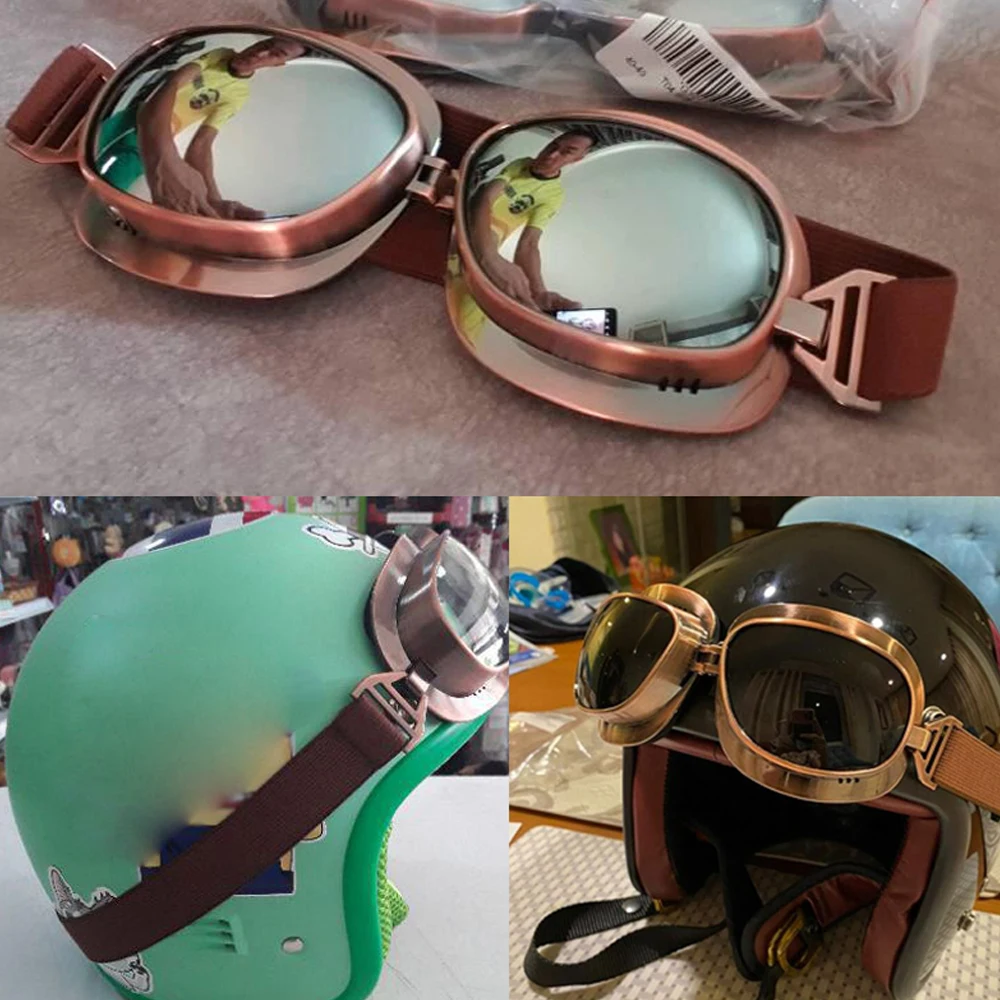 

Motorcycle Vintage Pilot Biker Eyewear Cycling Glasses Goggles Retro Helmet Cycling Glasses Sports Dustproof ATV Bike Copper