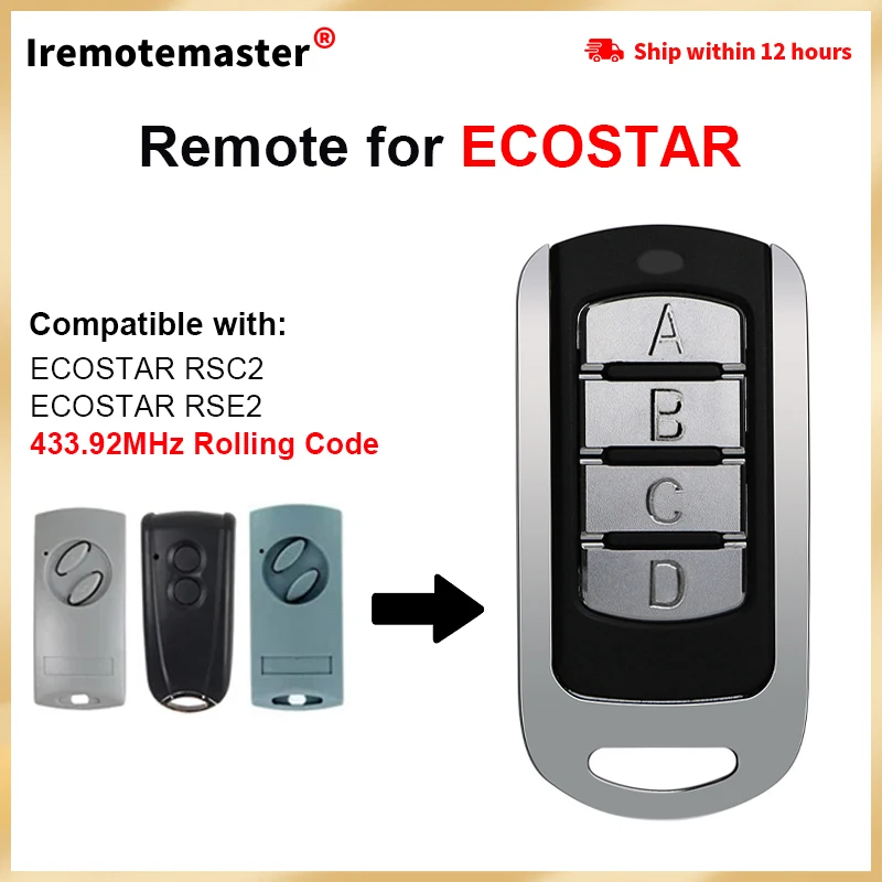 

Compatible with Liftronic 500 700 800 Ecostar RSC2 RSE2 RSZ1 Garage Door Remote Control 433MHz