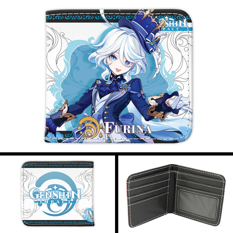

Game GS Impact Anime Cos Cyno Beelzebul Furina Arataki Baizhu Balladeer Itto Etc. Cartoon Printed Pu Short Purse Gift