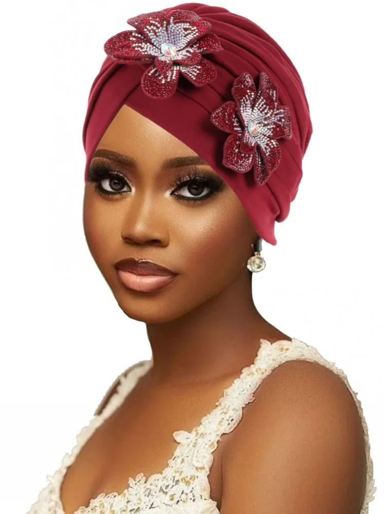 

2026 New African Headtie Turban Nigeria Auto Gele Head Wraps Auto Gele Women's Turban Cap Wedding Geles Muslim Head Wraps Bonnet