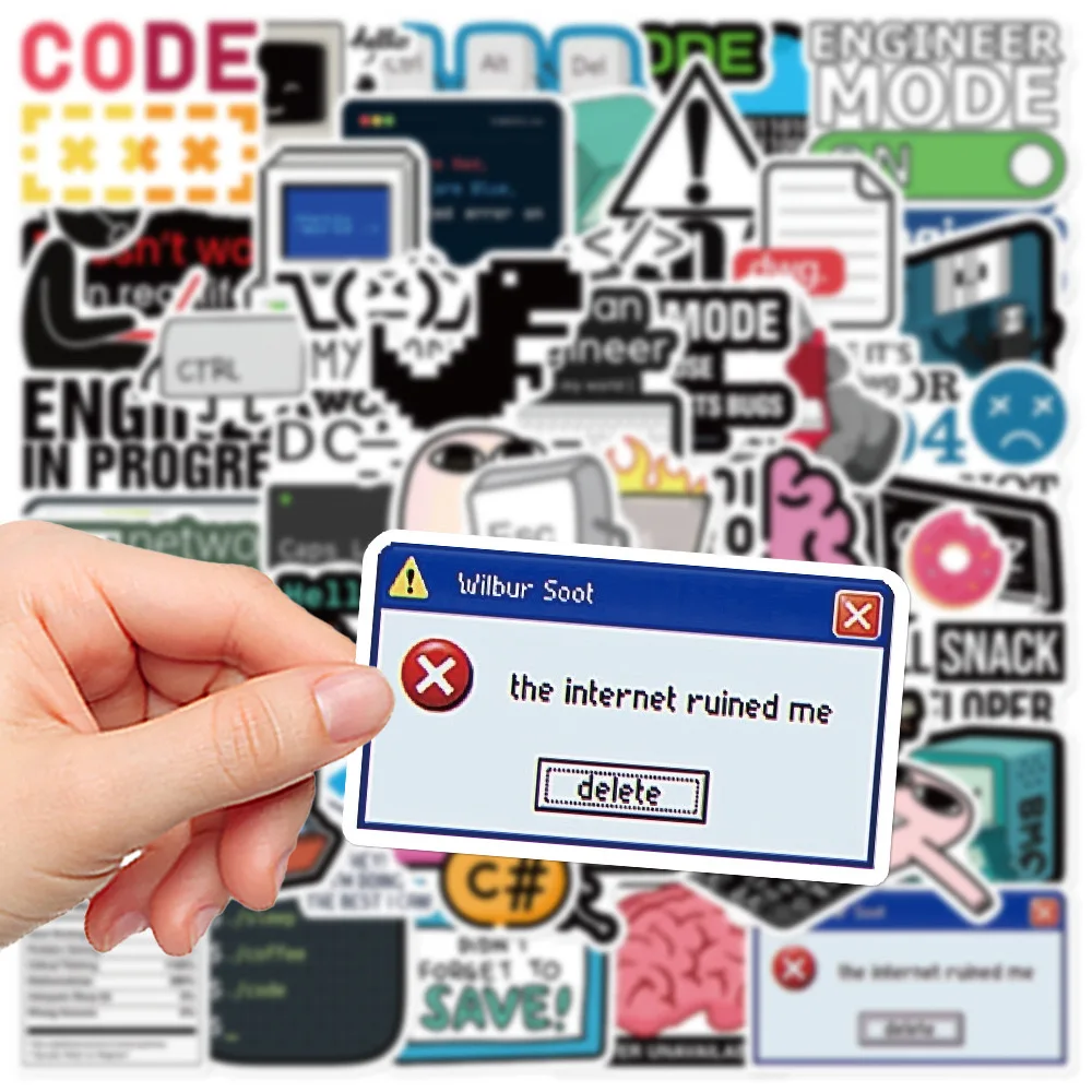 10/50PCS Funny Programming Meme Stickers Java JS Php Docker Html Cloud Language Decals Computer Laptop 404 Network Error Sticker