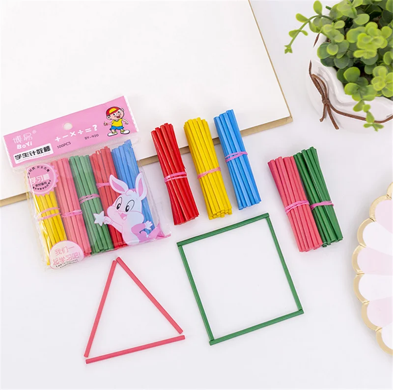 100pcs Bamboo Color Counting Sticks Montessori Teaching Aids Mathematics Counting Rod Kids Preschool Math Learning Toy For Child