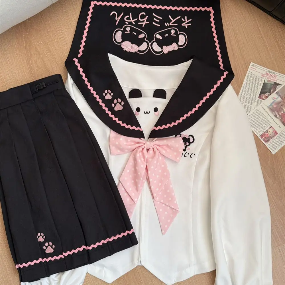 2026 New Long-Sleeved Cute Mouse Sailor Suit with Slim Waist - Adorable Japanese School Style JK Set for Girls' Role-Playing