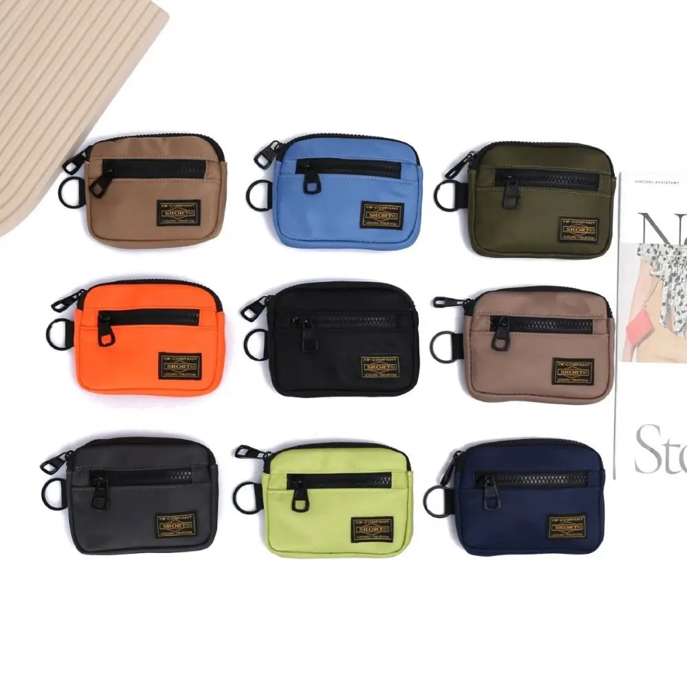 New Canvas Coin Purse Zipper Solid Color Short Wallet Card Holder Earphone Bag Male