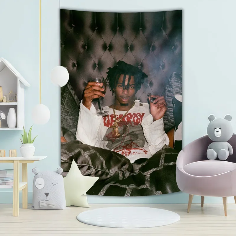 Playboi Carti Die Lit Tapestry Hippie Rapper Singer Wall Tapestry Black White Hanging Tapestries Yoga Mat Aesthetic boho deco #