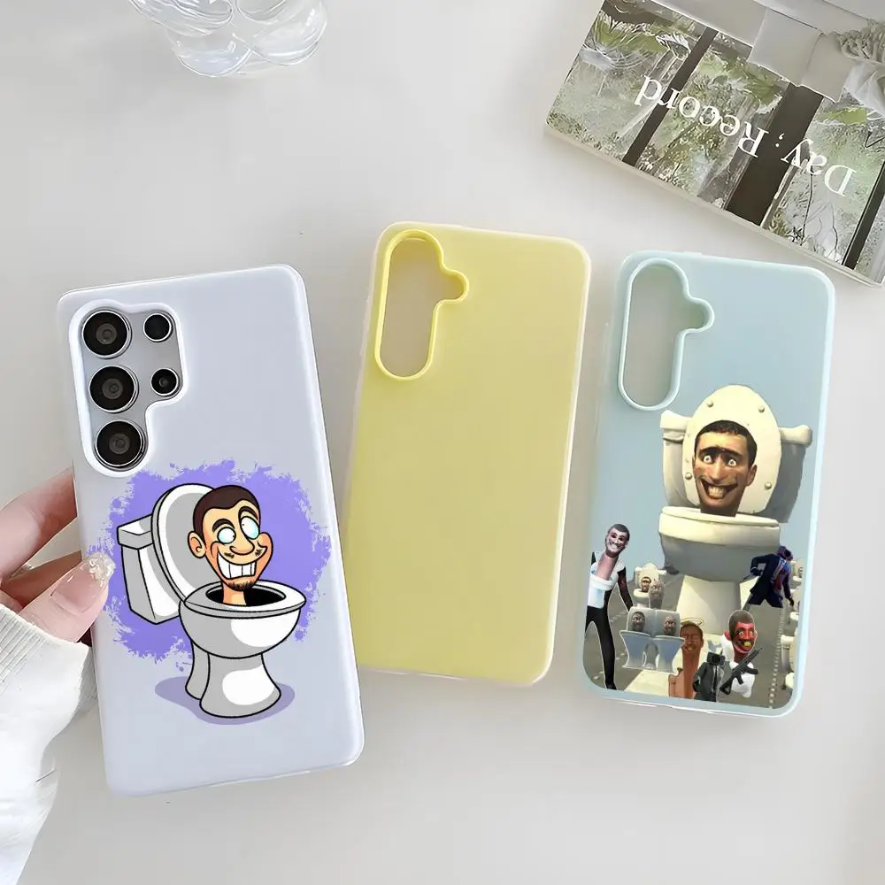 SSkibidiToilet Phone Case Clear TPU Case For Samsung S22-S26, 2-in-1 Detachable Card Holder