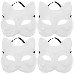 1/2/4pcs Anime Foxes Mask Half Face Cat Masks DIY Unpainted Blank Mask Halloween Festival Party Cosplay Props