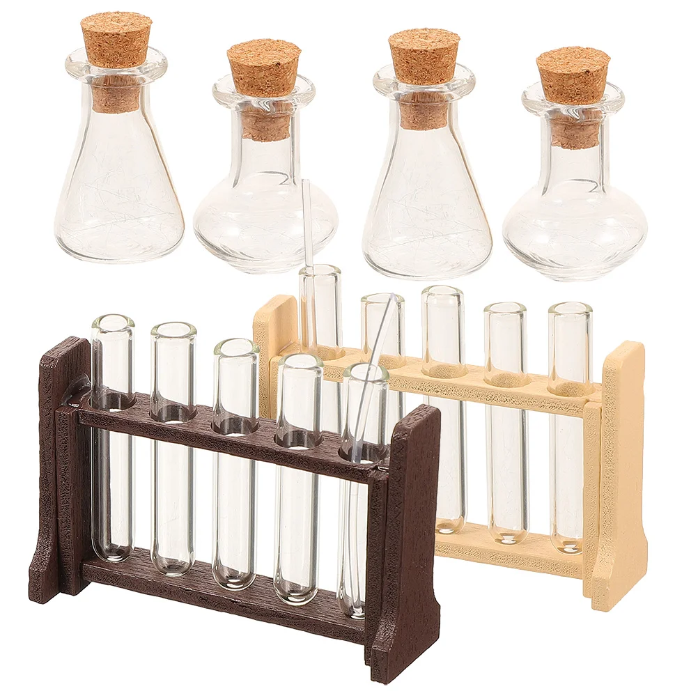 2 Sets Dollhouse Mini Simulated Glass Test Tube Measuring Cup Tubes Model Miniature Tiny Accessories