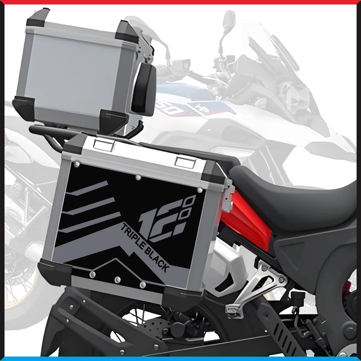 

Для BMW R1200GS ADV R1200 GS R 1200, мотоциклетная наклейка на багажник из алюминиевого сплава, наклейка на боковую коробку, наклейка 2004-2024, тройной черный