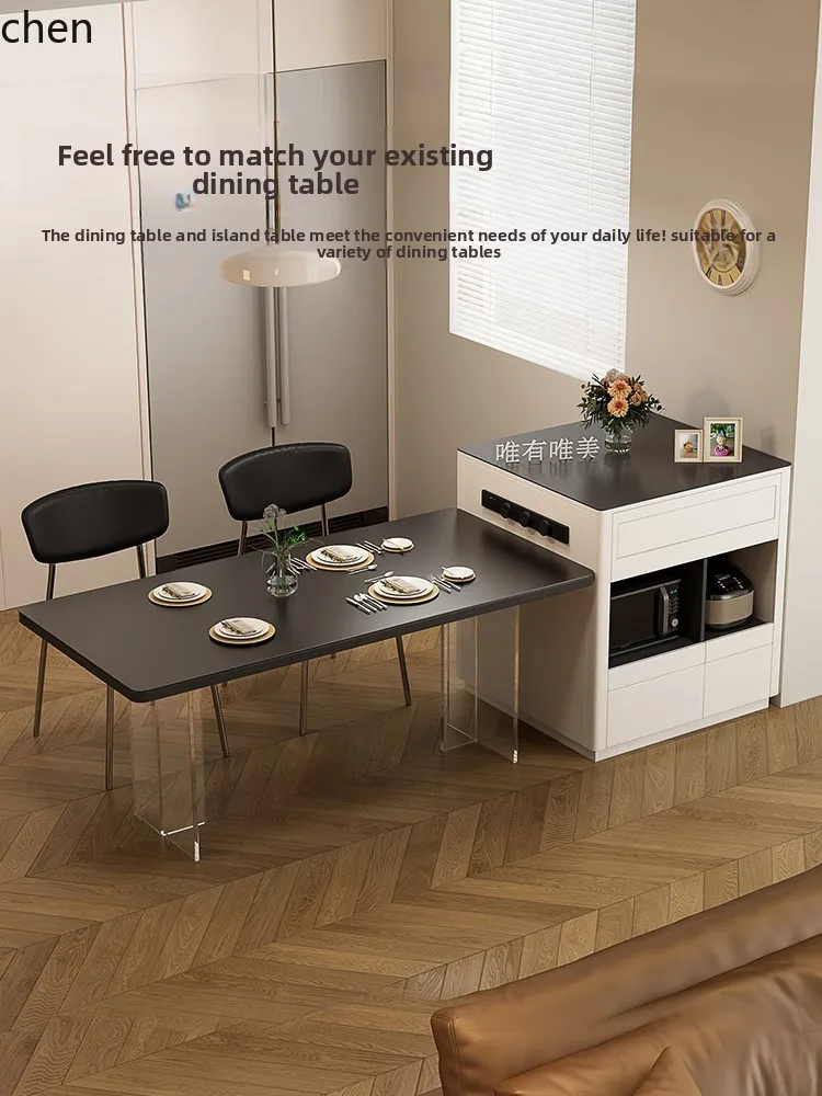 Island Cabinet with Separate Stone Top, Movable Small Household Open Single Cabinet