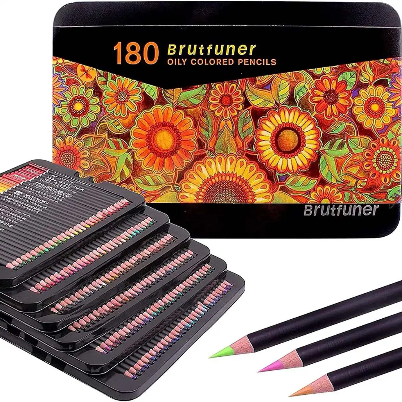 Brutfuner 120/180 Color Luxury Iron Box Colored Pencil Set 3.8MM Professional High-Quality Soft Core Artistic Colored Lead
