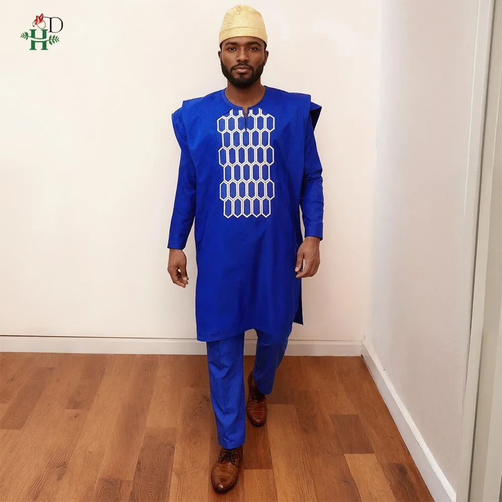H&D Afrikanische Paar Kleidung Für Männer Robe 3PCS Set Spiel Frauen Türkei Kleid Musilm Stickerei Kleid Liebhaber Party hochzeit Tragen Boubou
