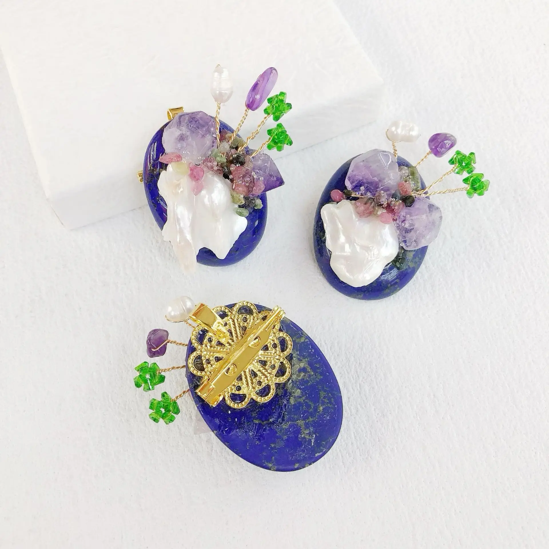 

Natural Baroque Pearl Amethyst Inlaid Multi-Functional Brooch Original Design Brooch for Women Luxury Jewelry Corsage Accessory