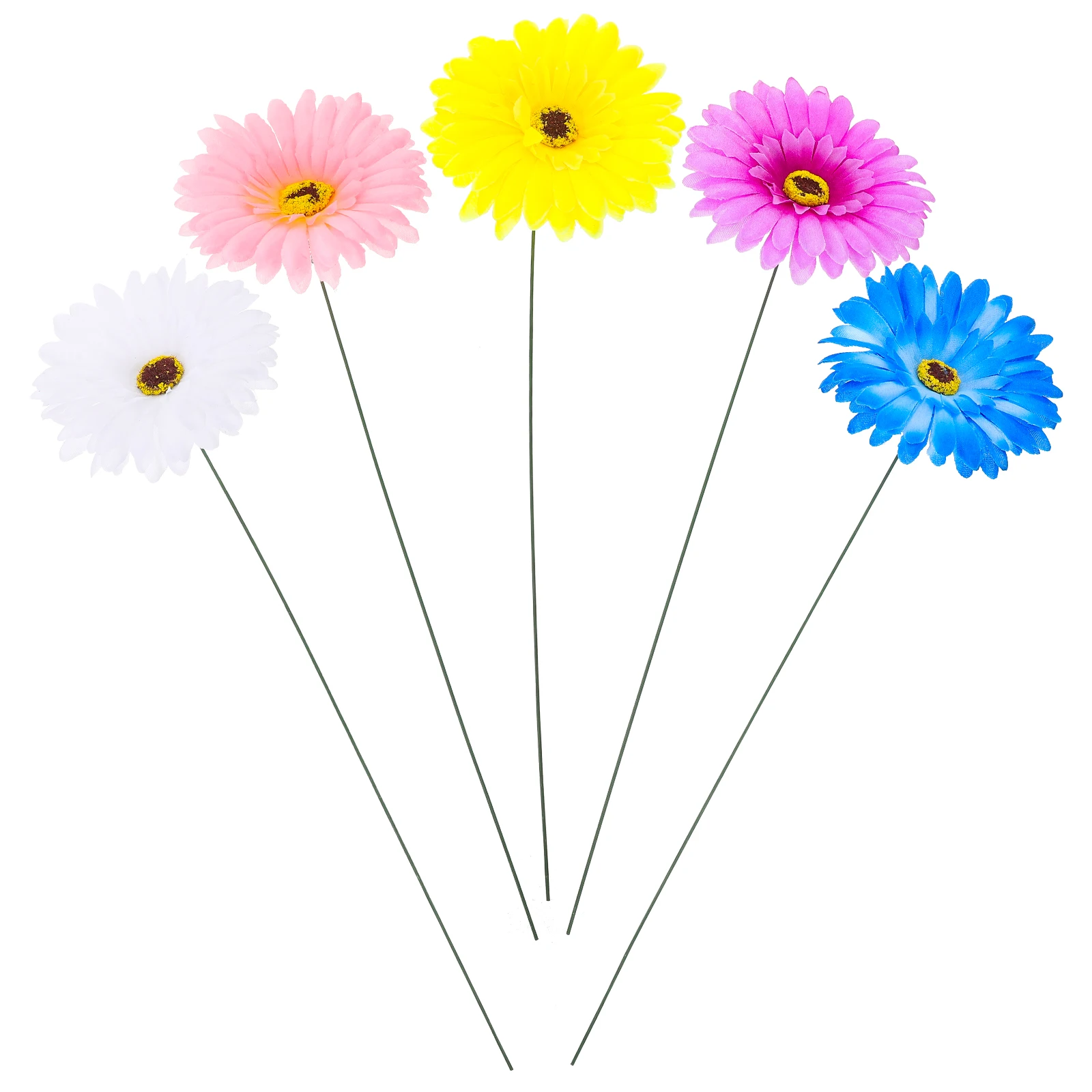 

5 Pcs Simulated Gerbera Stakes Realistic Daisy Design Iron Crafts Garden Decor Lawn Ornament Outdoor Space Gift