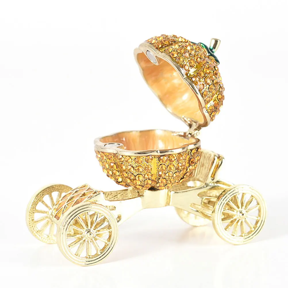 

European Style Pumpkin Car Storage Box Vintage Jewelry Case for Wedding Gifts Birthday Ear Studs Holder Compact Practical